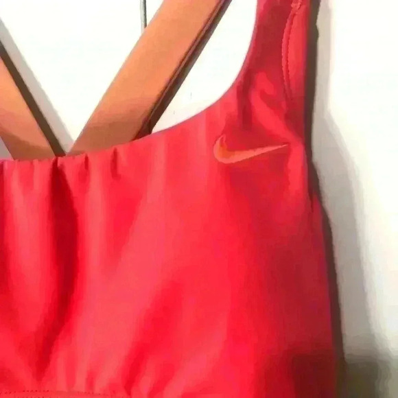 Nike Women Swim Tankini Top Coral Black Peach Removable Pads Size Small NWT - Picture 3 of 13